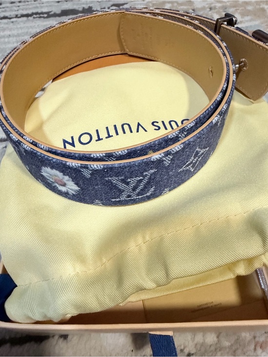 Fashion Blue Monogram Denim and Floral Belt main image 3